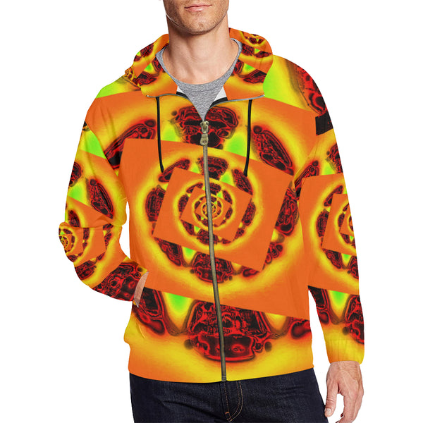 Orange Glow Men's All Over Print Full Zip Hoodie (Model H14) – Rod