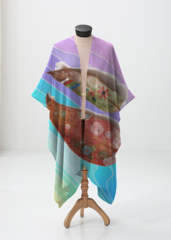 Colorful Waves & Leaves Wrap - Sheer Wrap