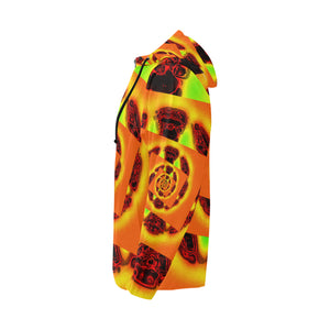 Orange Glow Men's All Over Print Full Zip Hoodie (Model H14)