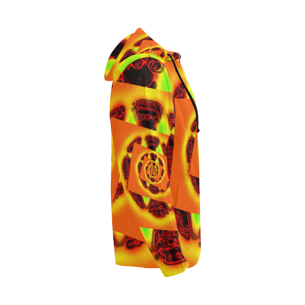 Orange Glow Men's All Over Print Full Zip Hoodie (Model H14)