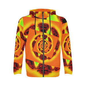 Orange Glow Men's All Over Print Full Zip Hoodie (Model H14)