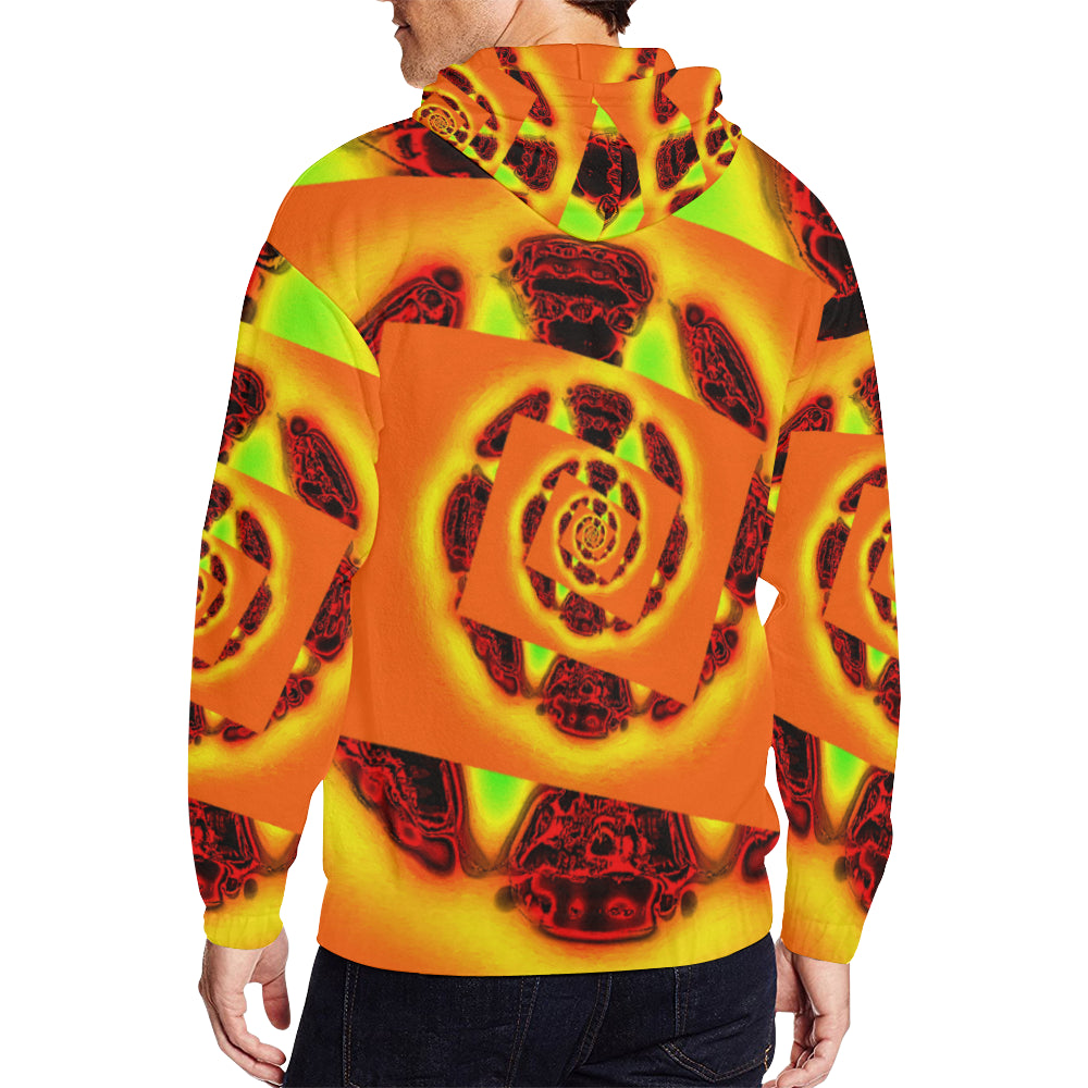 Orange Glow Men's All Over Print Full Zip Hoodie (Model H14)