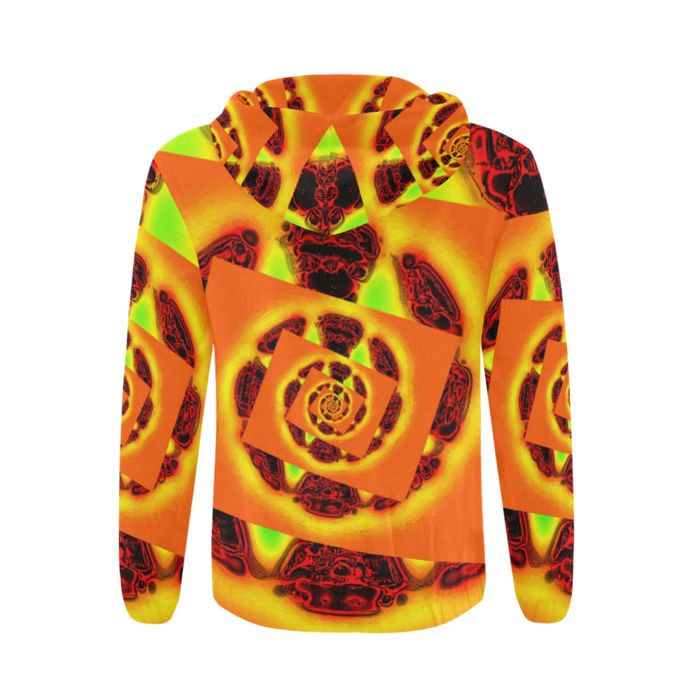 Orange Glow Men's All Over Print Full Zip Hoodie (Model H14)